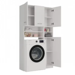 Mobile lavatrice moderno 96x180 cm con colonna laterale bianco opaco MLT9