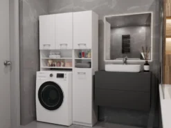 Mobile lavatrice moderno 96x180 cm con colonna laterale bianco opaco MLT9