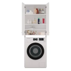 Mobile lavatrice moderno 64x180 cm con 3 ripiani bianco opaco MLT8