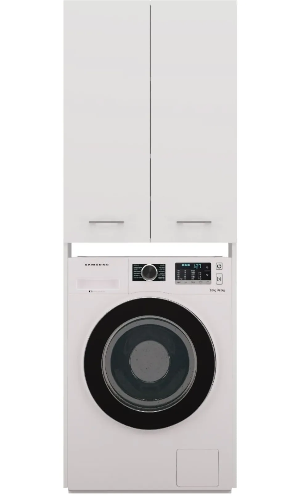 Mobile lavatrice moderno 64x180 cm con 3 ripiani bianco opaco MLT8