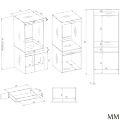 Mobile lavatrice 64,5x162,5 cm con cassetto e ante in rovere MLT4