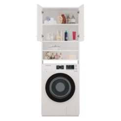 Mobile lavatrice 64x180 cm con mensole bianco opaco MLT5