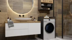 Mobile lavatrice 64x97,5 cm con ripiano rovere e antracite MLT1