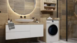 Mobile lavatrice 64x97,5 cm con ripiano rovere chiaro MLT1