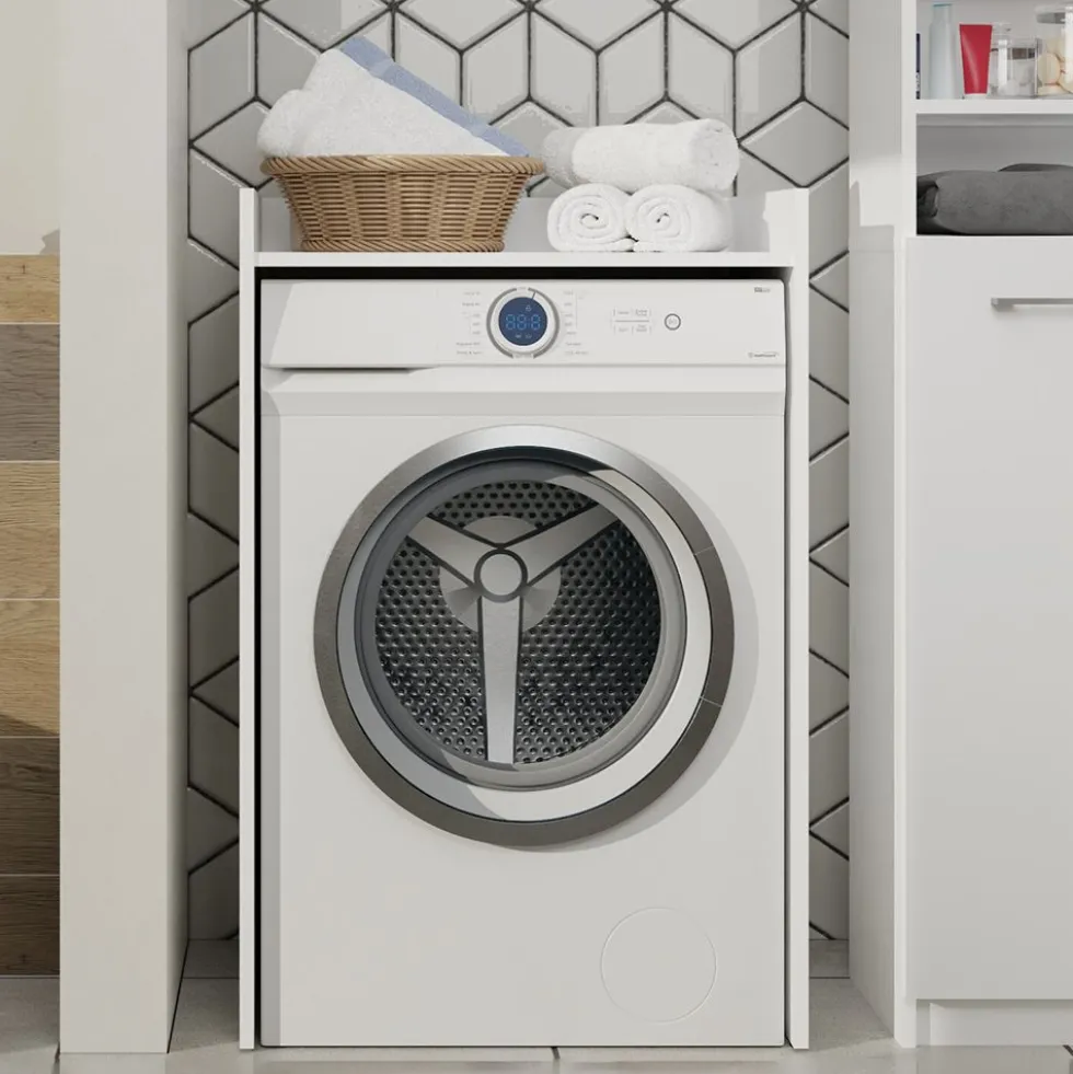 Mobile lavatrice 64x97,5 cm con ripiano bianco opaco MLT1
