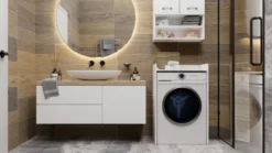 Mobile lavatrice 64x97,5 cm con ripiano bianco opaco MLT1