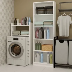Mobile lavatrice 64x126 cm con 2 ripiani bianco opaco MLT6