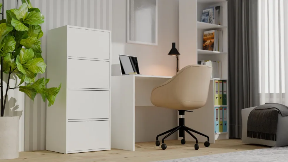 Mobile multiuso 50x119 cm con 4 ante tip-on bianco opaco MMT1