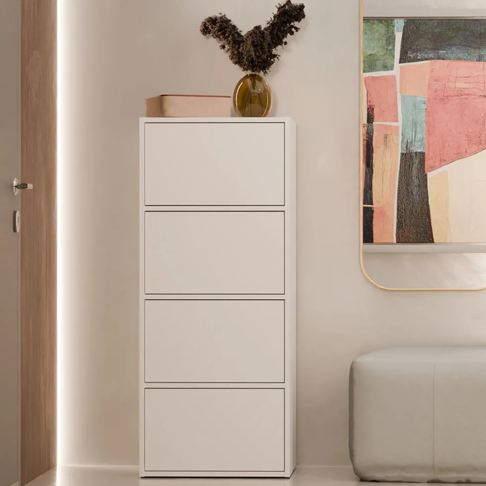 Mobile multiuso 50x119 cm con 4 ante tip-on bianco opaco MMT1