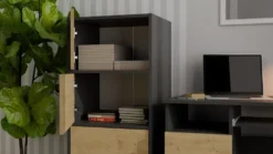 Mobile multiuso 50x119 cm con 4 ante tip-on rovere e antracite MMT1