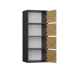 Mobile multiuso 50x119 cm con 4 ante tip-on rovere e antracite MMT1