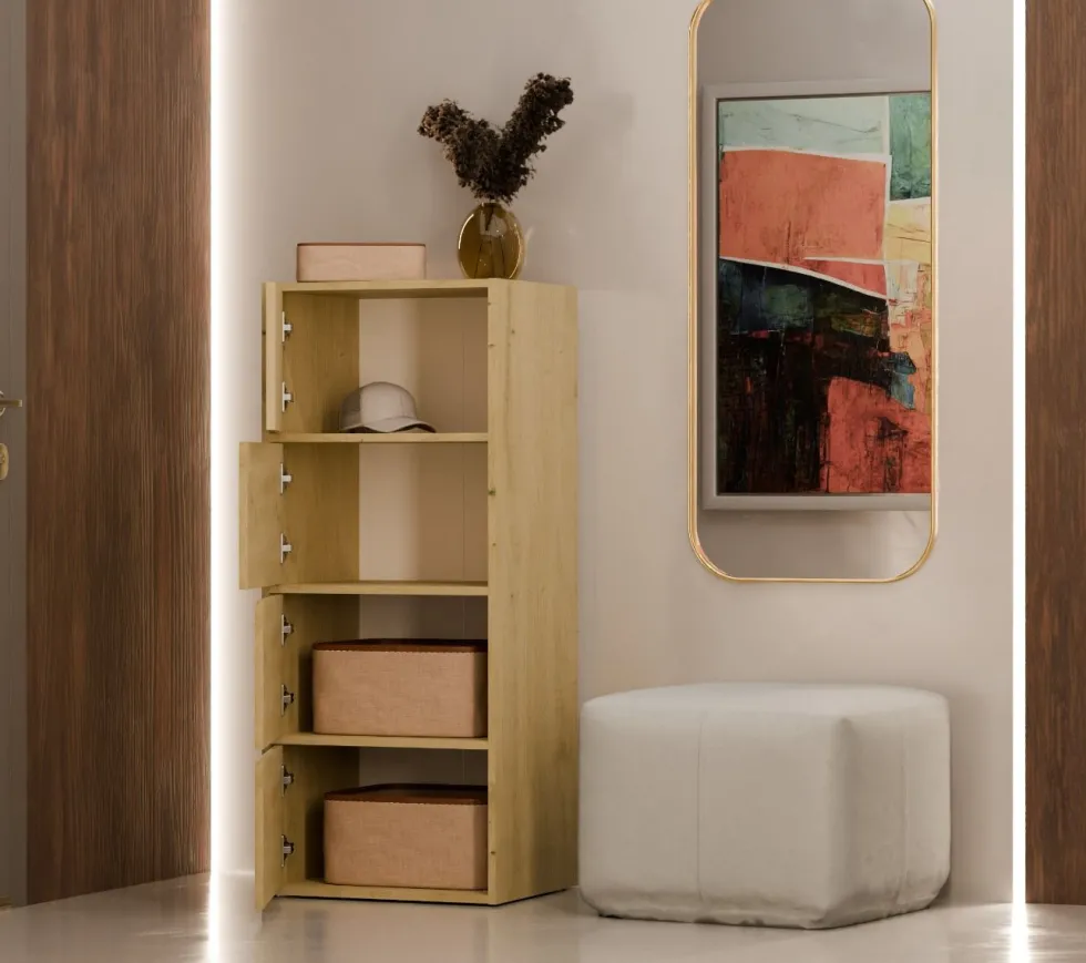 Mobile multiuso 50x119 cm con 4 ante tip-on rovere MMT1