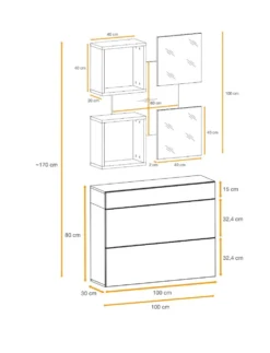Mobile per ingresso bianco e rovere IP5