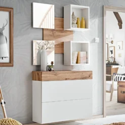 Mobile per ingresso bianco e rovere IP5