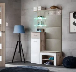 Mobile per ingresso moderno bianco e quercia IP12