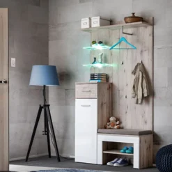 Mobile per ingresso moderno bianco e quercia IP12