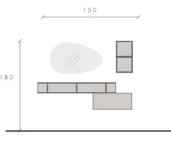 Mobile per ingresso sospeso 150x160 cm argilla e rovere IL7