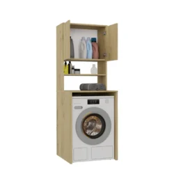 Mobile per lavatrice 64x180 cm con 2 ante e mensola rovere MLT2