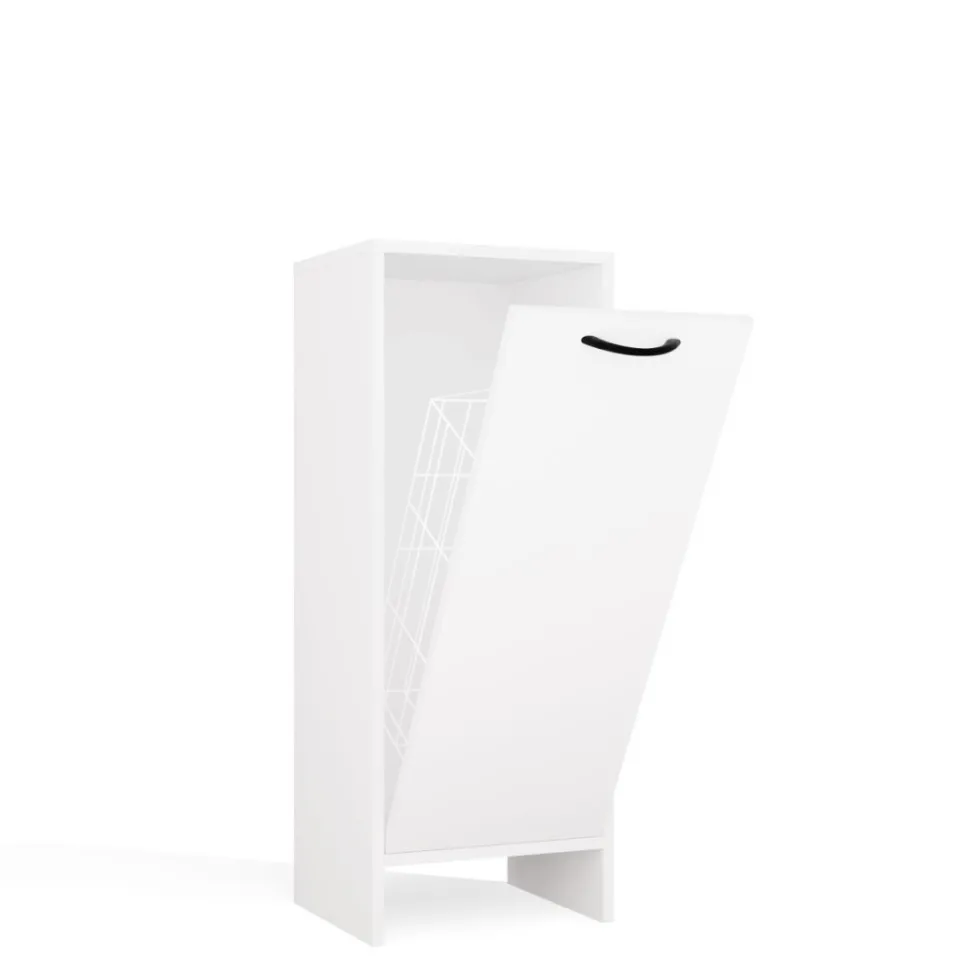Mobile portabiancheria 35x90 cm con anta a ribalta bianco opaco MBT4