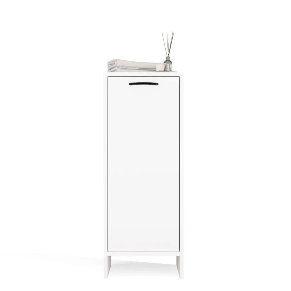 Mobile portabiancheria 35x90 cm con anta a ribalta bianco opaco MBT4