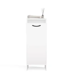 Mobile portabiancheria 35x90 cm con anta a ribalta bianco opaco MBT4