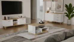 Mobile porta tv moderno 150 cm bianco e rovere PTVT7