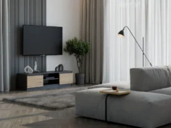 Mobile porta tv moderno 140 cm rovere e antracite PTVT2