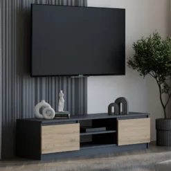 Mobile porta tv moderno 140 cm rovere e antracite PTVT2