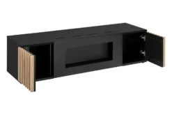 Mobile porta tv moderno con biocamino nero e rovere 160x42 PTVP18