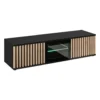 Mobile porta tv moderno con luci LED nero e rovere 160x42 PTVP17