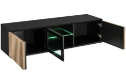 Mobile porta tv moderno con luci LED nero e rovere 160x42 PTVP17