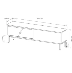 Mobile porta tv moderno con luce LED 180x55cm nero e rovere PTLK9