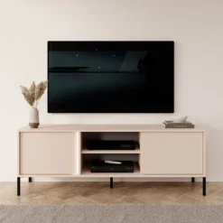 Mobile porta tv moderno con luce LED 153x53cm beige PTVLK5