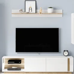 Mobile porta tv moderno con luci LED 187x45cm bianco PTVLK2