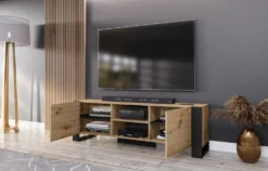 Mobile porta TV moderno rovere e nero PTI12
