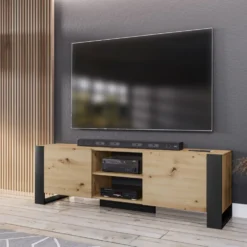 Mobile porta TV moderno rovere e nero PTI12