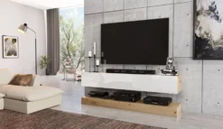 Mobile porta TV moderno rovere e bianco PTI13
