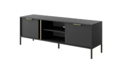 Mobile porta tv moderno 153x53cm antracite con dettagli oro PTVLK7