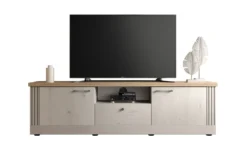 Mobile porta TV moderno 211x58 cm bianco effetto legno e rovere PTL25