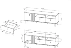 Mobile porta tv moderno 165x49cm con cassetti rovere e nero PTVLK15