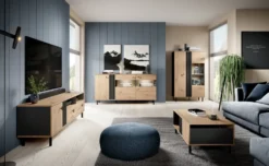 Mobile porta tv moderno 165x49cm con cassetti rovere e nero PTVLK15