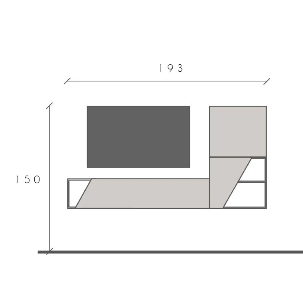 Mobile porta TV sospeso 193x150 cm grigio scuro e grigio chiaro PTL37