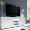 Mobile porta TV 181x56 moderno con ante e vano a giorno bianco lucido PTL2