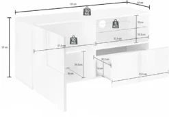 Mobile porta TV 121x57 moderno con anta singola e cassetto design geometrico grigio lucido PTL5