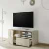 Mobile porta TV 121x57 moderno con anta singola e cassetto design geometrico rovere PTL5