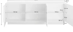 Mobile porta TV 181x63 moderno con tre ante battenti rovere PTL11