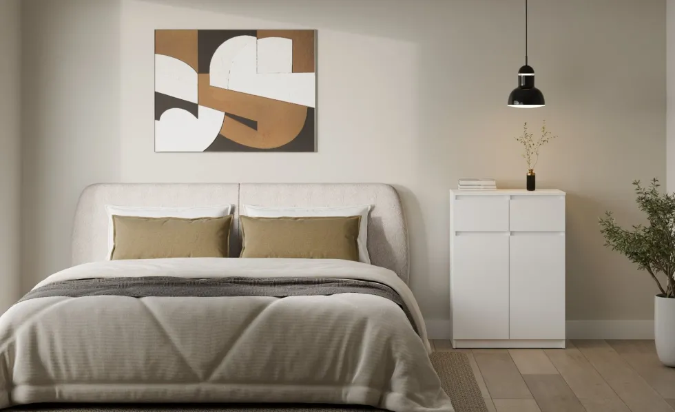 Mobile soggiorno multiuso 70x97 cm con ante e cassetti bianco opaco MMT5