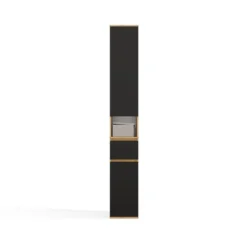 Mobiletto a colonna per bagno 30x202,5 cm in rovere e nero CBT10