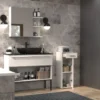 Mobiletto bagno a colonna 30x85 cm con anta e cassetto bianco lucido MBT2