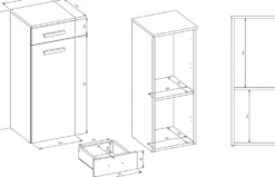 Mobiletto bagno a colonna 30x85 cm con anta e cassetto bianco opaco MBT2